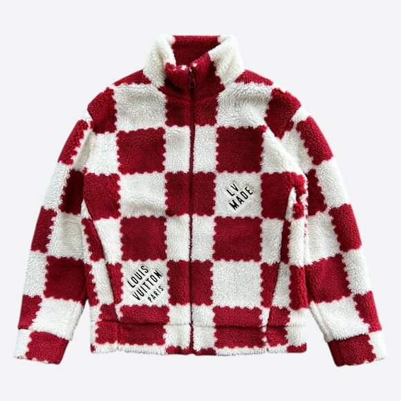 Louis Vuitton Nigo Red & White Checkered Fleece Jacket